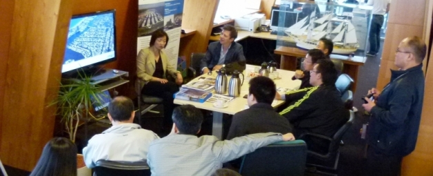 Delegation from China at Waterfronts NL Information Centre in Lelystad, The Netherlands